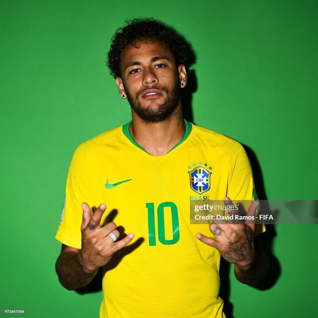 Neymar Jr Of Brazil Poses During The Official FIFA World Cup 2018 neymar-jr-of-brazil-poses-during-the-official-fifa-world-cup-2018