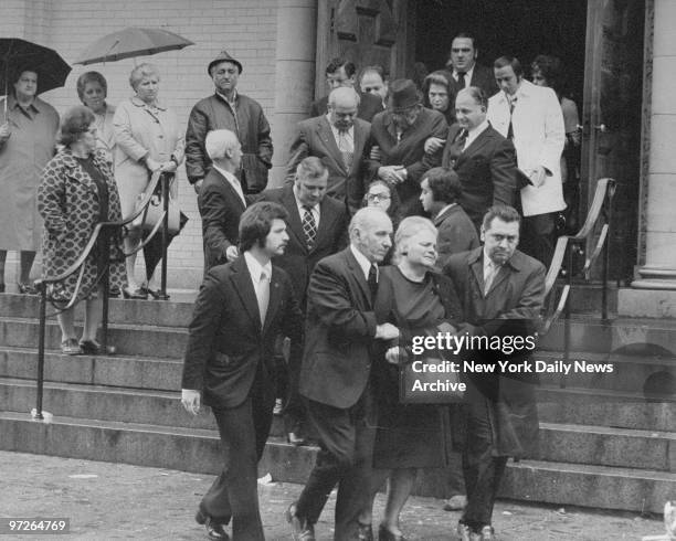 Ruggiero Boiardo leaving church after funeral services for Angelo Chieppa at St. Lucy's Church, Newark. Newark, NJ.