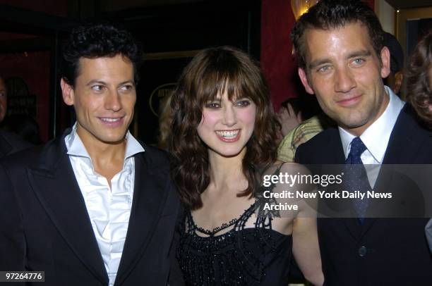 Ioan Gruffudd, Keira Knightley and Clive Owen are at the Ziegfeld Theater for the world premiere of their movie "King Arthur." They star in the film.