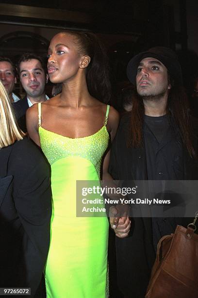 Model Naomi Campbell and photographer Steven Meisel arrive at benefit for the Rainforest Foundation at Carnegie Hall.