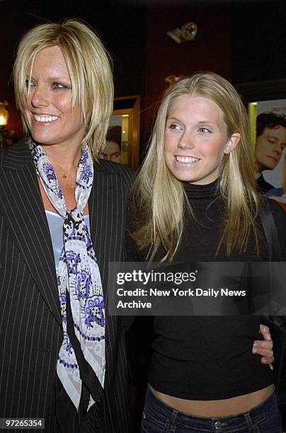 Model Patti Hansen and daughter Theodora Richards arrive for the New York premiere of the movie "Bridget Jones's Diary" at the Ziegfeld Theater.