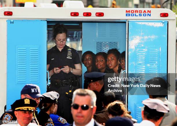 Left to right, Sean Bell's Fiance Nicole Paultre Bell, her mother Laura Harper, her cousin Electra Nicholson, and her adopted sister Korie Rayford...