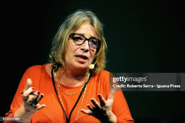 Italian FIOM - CGIL trade union general secretary Francesca Re David attends a public debate for RepIdee Festival at Acts Hall of Re Enzo Palace on...