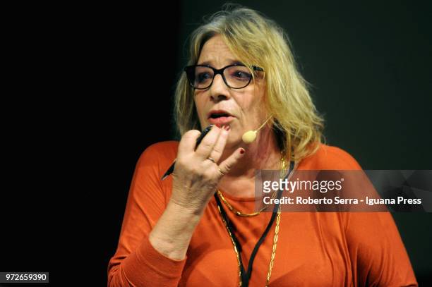 Italian FIOM - CGIL trade union general secretary Francesca Re David attends a public debate for RepIdee Festival at Acts Hall of Re Enzo Palace on...