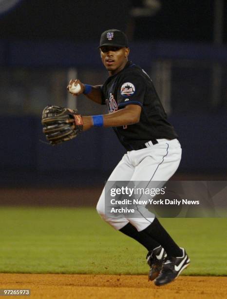 New York Mets' shortstop Jose Reyes prepares to make a throw to first during a game against the Florida Marlins at Shea Stadium. The Marlins went on...