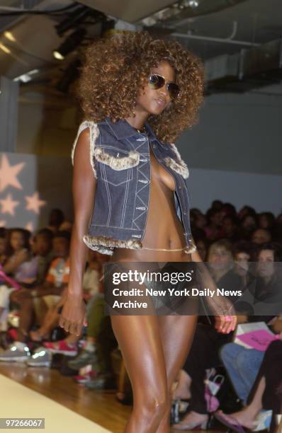 Model shows off the latest fashions during the Lady Enyce show at the Metropolitan Pavilion.