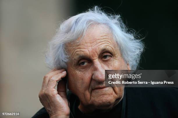 Israelian author Abraham Yehoshua attends a public debate for RepIdee Festival at Piazza Santo Stefano on June 9, 2018 in Bologna, Italy.