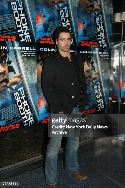 Colin Farrell arrives at the Clearview Chelsea West theater for a special screening of the movie "Phone Booth." He stars in the film.