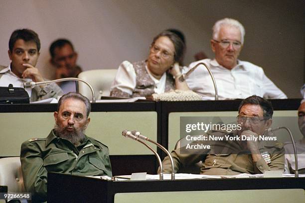 Fidel Castro and his brother Raul at the opening of the National Assembly in Havana.