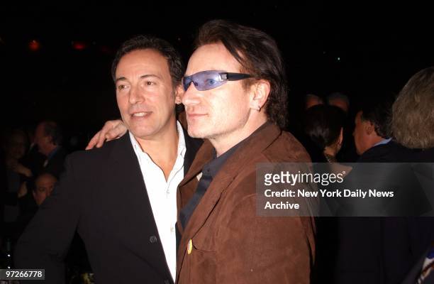 Bruce Springsteen and Bono get together at Roseland Ballroom for the 15th annual Nordoff-Robbins Silver Clef Award dinner and auction. Proceeds from...