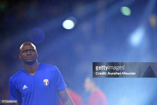 Patrick Vieira of France 98 reacts during warmup before the friendly match between France 98 and FIFA 98 at U Arena on June 12, 2018 in Nanterre,...