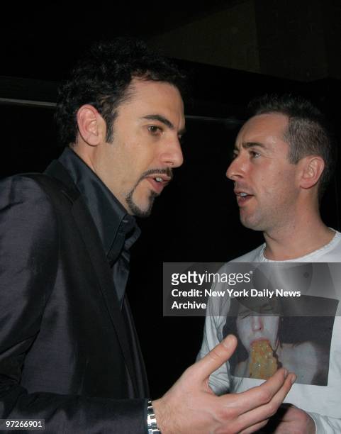 Sacha Baron Cohen chats with Alan Cumming at the premiere screening of "Da Ali G Show" at Lot 61 on W. 21st St. Cohen plays Ali G in the TV series.