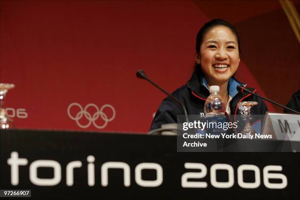 Figure skater Michelle Kwan of the U.S. Speaks during a news conference after practice at Palavela Stadium on the first full day of the 2006 XX...
