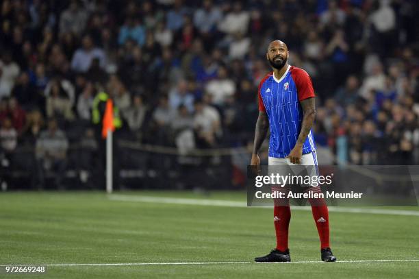 Thierry Henry of France 98 reacts during the friendly match between France 98 and FIFA 98 at U Arena on June 12, 2018 in Nanterre, France.