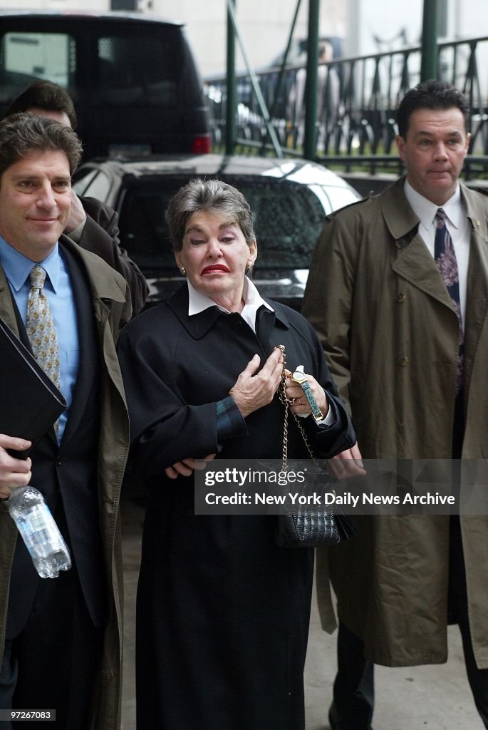 Leona Helmsley arrives at Mahattan Supreme Court where juror