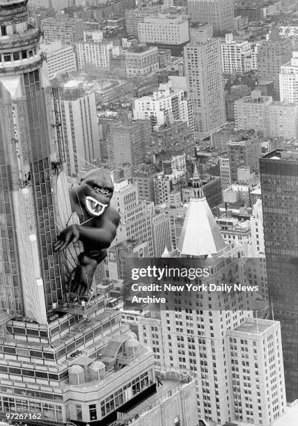 Inflatable King Kong on the Empire State Building.