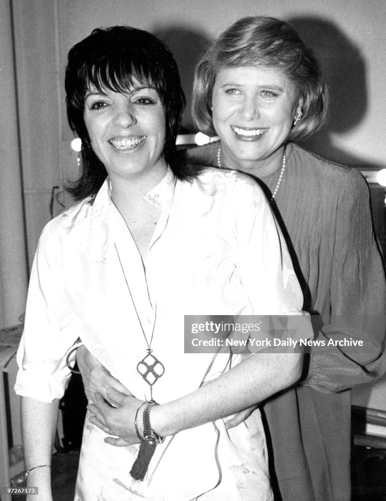 Columnist Liz Smith with Liza Minnelli at the Schubert Theat