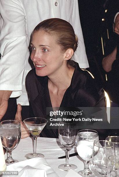 Carolyn Bessette Kennedy at the Supper Club for the party following the performance of the Parsons Dance Company's premiere of composer Shelly...