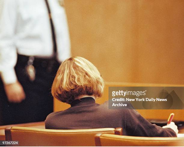Carolyn Warmus, a teacher who is accused of the murder of Betty Jean Solomon, the wife of her lover and fellow school teacher Paul Solomon at defense...
