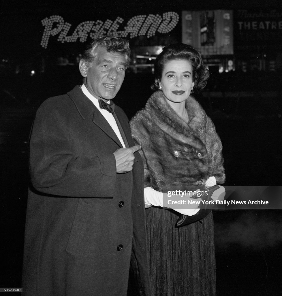 Leonard Bernstein and wife Felicia t the Warner Theatre 47th