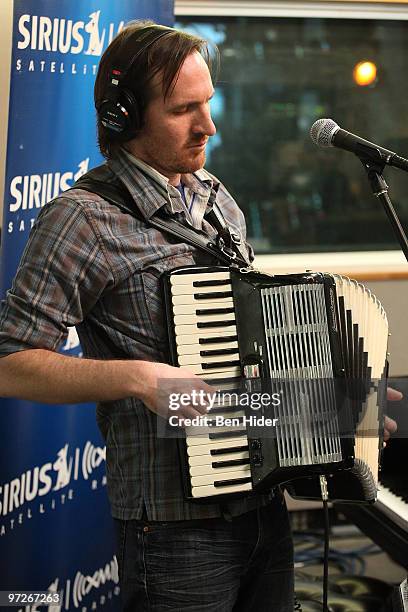 Musician Zach Gill performs on SIRIUS XM Studio on March 1, 2010 in New York City.