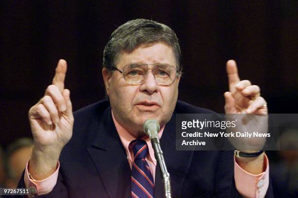 Comedian Jerry Lewis speaks at a congressional hearing in Washington. He was seeking funds for muscular dystrophy research.