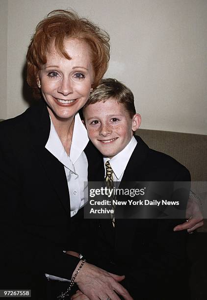 Country singer Reba McEntire is joined by son Shelby at party following her opening night performance in the Broadway musical "Annie Get Your Gun."
