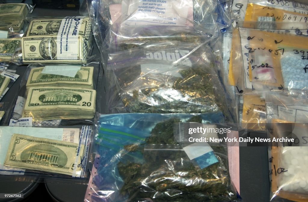 Money and drugs are part of the evidence on display at Polic
