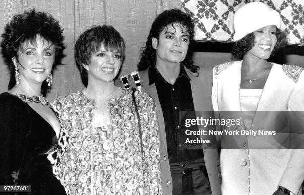 Liz Taylor, Liza Minelli, Michael Jackson, and Whitney Houston at the sheraton Center,