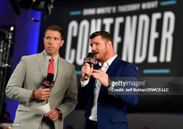 The broadcast team of Brendan Fitzgerald and Michael Bisping introduce season two of Dana White's Tuesday Night Contender Series at the TUF Gym on...