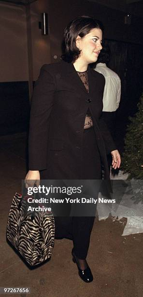 Monica Lewinsky arrives for a party at the "Shooting Gallery."