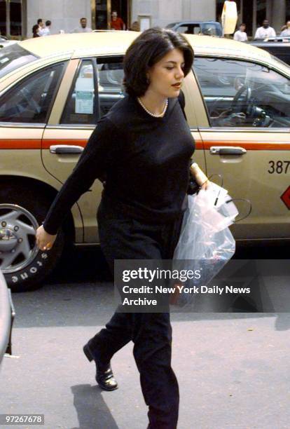 Monica Lewinsky arriving at office of her new lawyers, Plato Cacheris and Jacob Stein, on Connecticut Ave.