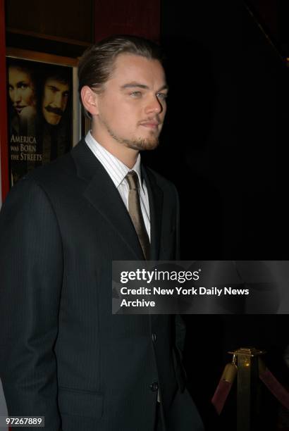 Leonardo DiCaprio arrives at the Ziegfeld Theater for the premiere of the movie "The Gangs of New York." He stars in the film.