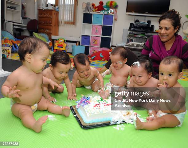 Carpio Sectuplets Genesis, Joel, Justin, Jezreel, Jaden and Danella Carpio celebrate their first birthday in style at their Whitestone, Queens, home