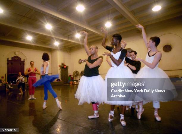 Les Ballets Trockadero de Monte Carlo and Comic Dance Troupe rehearsing at City Center at 130 W.56th St.