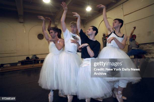 Les Ballets Trockadero de Monte Carlo and Comic Dance Troupe rehearsing at City Center at 130 W.56th St.