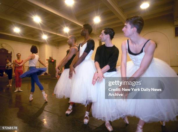 Les Ballets Trockadero de Monte Carlo and Comic Dance Troupe rehearsing at City Center at 130 W.56th St.