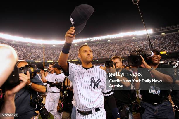 Final Game at Yankee Stadium., N.Y.Yankees vs Baltimore Orioles at Yankee Stadium., Derek Jeter celebrates