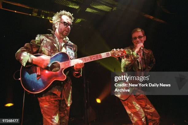Dave Stewart and Annie Lennox perform during Eurythmics concert at the Tic Tac Club.