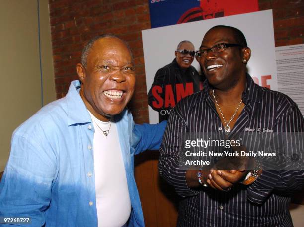 Sam Moore gets together with Randy Jackson at a listening party for his new album "Sam Moore: Overnight Sensational" at the club Pre:Post on W. 27th...