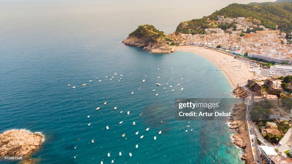 Aerial footage recorded with drone of the Costa Brava shoreline.