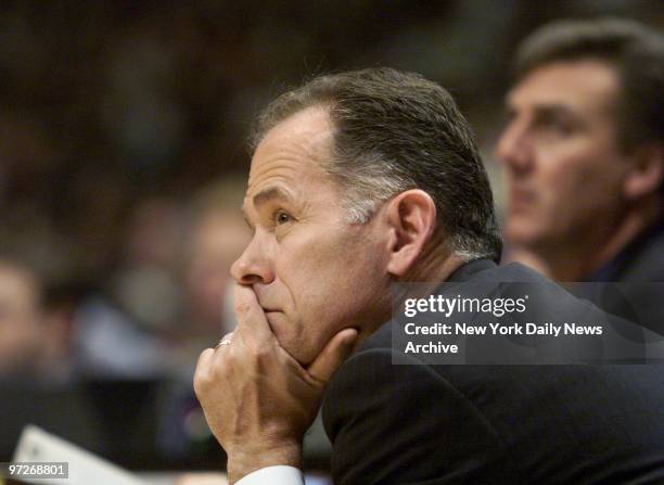 Boston Celtics head coach Jim O'Brien watches the action as his team takes on the New Jersey Nets in Game 5 of the Eastern Conference finals at...