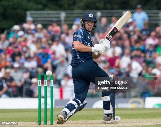 Scotland's George Munsey in action during the first innings of the one-off ODI at the Grange Cricket Club on June 10, 2018 in Edinburgh, Scotland.