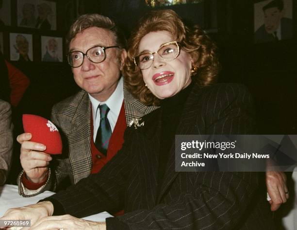 Comedian Steve Allen and wife Jane Meadows at Sardi's Super Bowl party.