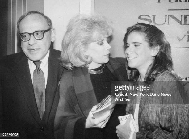 Comedienne Joan Rivers with daughter Melissa and husband Edgar Rosenberg attend "Sunday in the Park With George."
