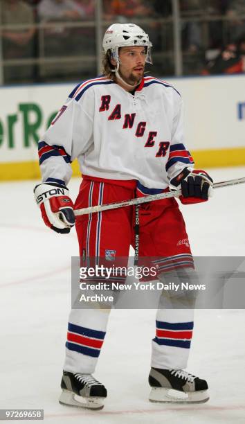 New York Ranger Petr Sykora during a game against the Calgary Flames at Madison Square Garden. The Rangers won, 4-2.