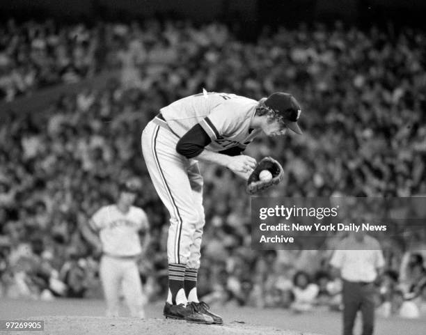 The Bird in "Tiger Stripes" Mark Fidrych, pats the mound as he gets busy at Yankee Stadium. He also had plenty to say to the ball as usual, but by...