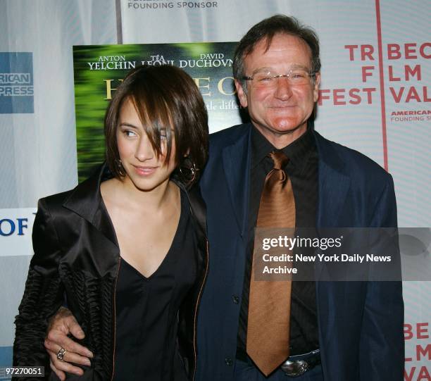 Comic Robin Williams and his 14-year-old daughter, Zelda, arrive for a Tribeca Film Festival screening of "House of D" at the Tribeca Performing Arts...