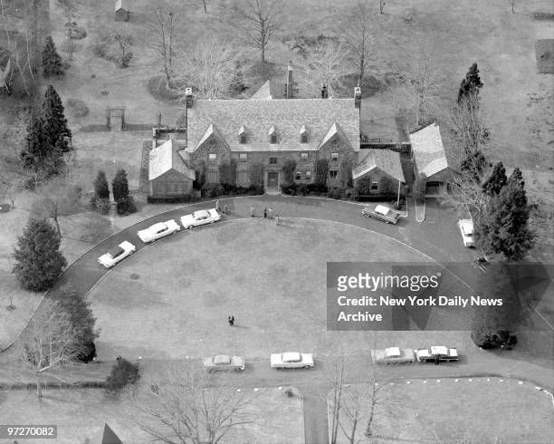 The body of Abner "Longie" Zwillman is removed from his palatial, 20-room English type masion in West Orange, N.J., where he was found by his wife...