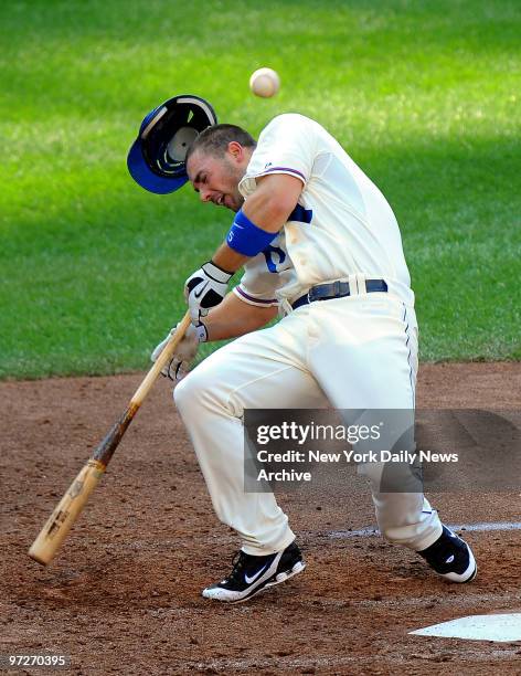 New York Mets third baseman David Wright hit by pitch and knocked to the gorund an later helped off the field in the fourth inning when the New York...